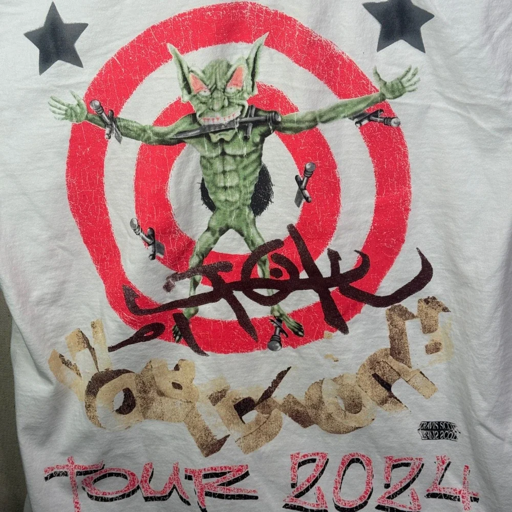 Travis‎ Scott Circus Maximus Tour 2024 Graphic White T-Shirt Mens Large TS002BL